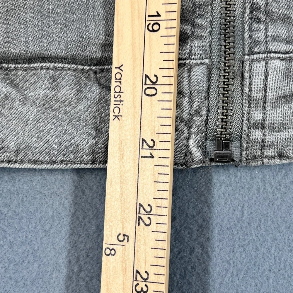 Lucky Brand Gray Denim Moto Jacket Women Size Small Asymmetrical Zip Biker